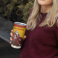 Personalized Spain Christmas Tumbler Cup Santa Riding Red Bull Feliz Navidad - Wonder Print Shop