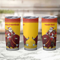Personalized Spain Christmas Tumbler Cup Santa Riding Red Bull Feliz Navidad - Wonder Print Shop