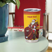 Personalized Spain Christmas Tumbler Cup Santa Riding Red Bull Feliz Navidad - Wonder Print Shop