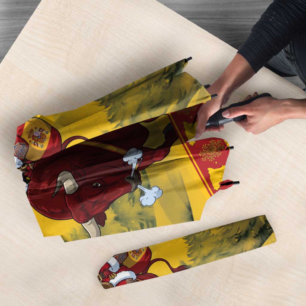 Personalized Spain Christmas Umbrella Santa Riding Red Bull Feliz Navidad - Wonder Print Shop