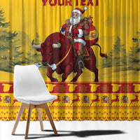 Personalized Spain Christmas Window Curtain Santa Riding Red Bull Feliz Navidad - Wonder Print Shop
