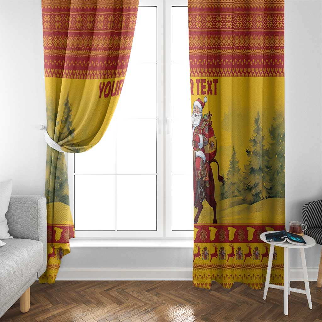 Personalized Spain Christmas Window Curtain Santa Riding Red Bull Feliz Navidad - Wonder Print Shop