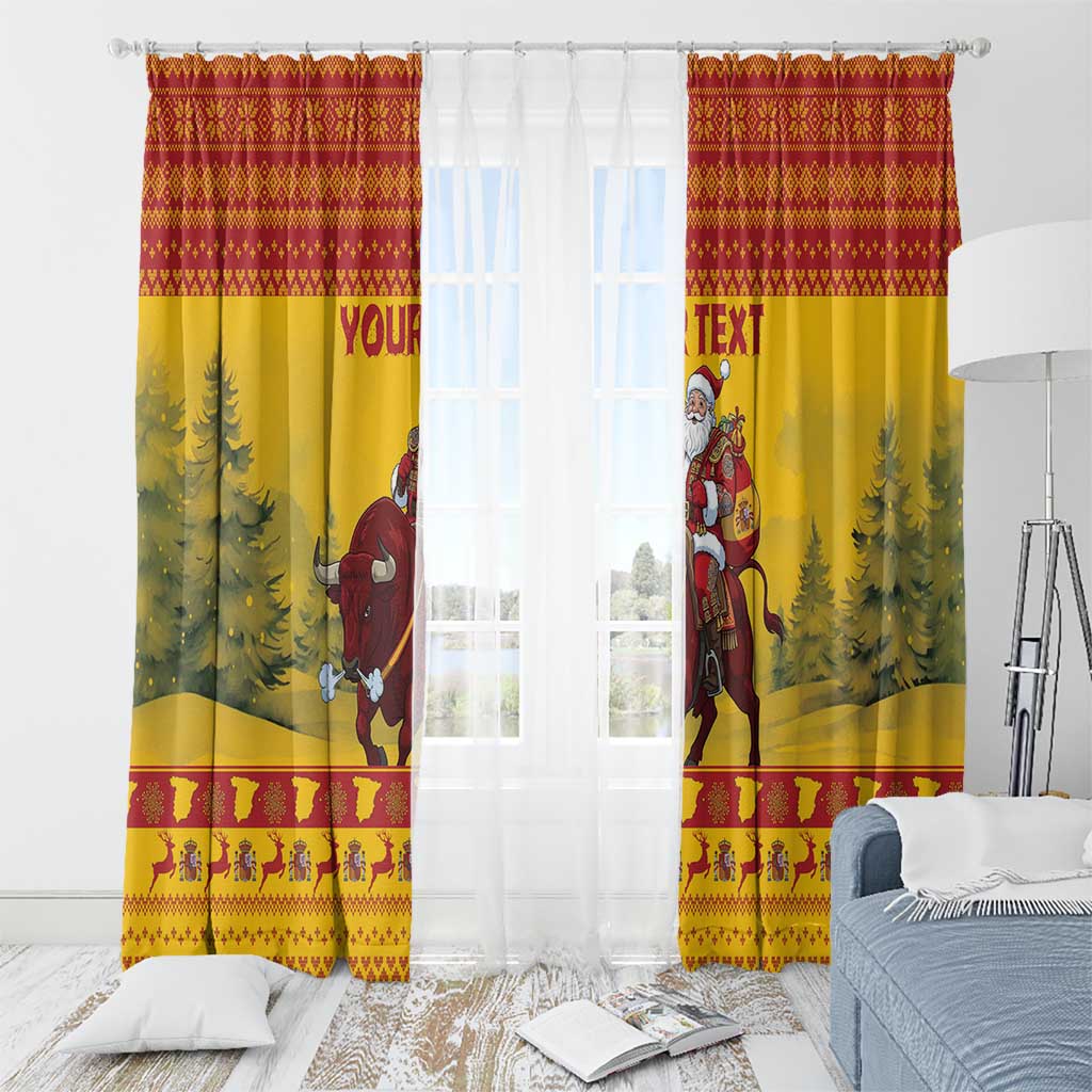 Personalized Spain Christmas Window Curtain Santa Riding Red Bull Feliz Navidad - Wonder Print Shop