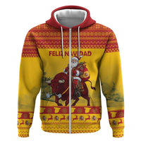 Personalized Spain Christmas Zip Hoodie Santa Riding Red Bull Feliz Navidad - Wonder Print Shop