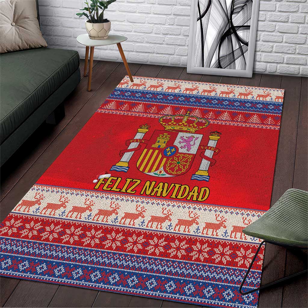Spain Coat Of Arms Christmas Area Rug Feliz Navidad - Wonder Print Shop