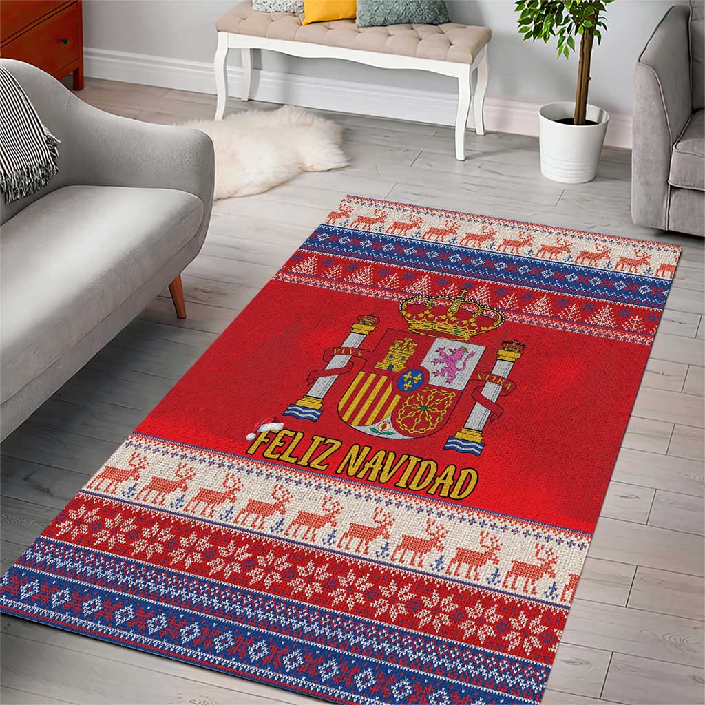 Spain Coat Of Arms Christmas Area Rug Feliz Navidad - Wonder Print Shop