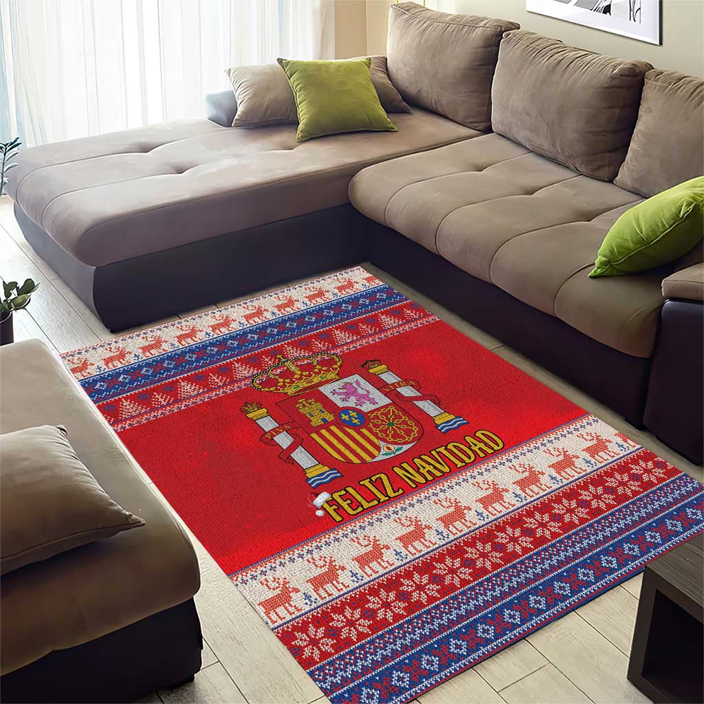 Spain Coat Of Arms Christmas Area Rug Feliz Navidad - Wonder Print Shop