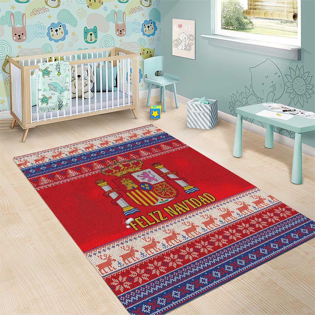 Spain Coat Of Arms Christmas Area Rug Feliz Navidad - Wonder Print Shop