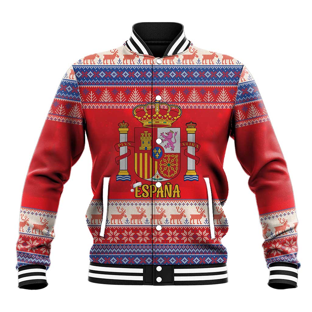 Spain Coat Of Arms Christmas Baseball Jacket Feliz Navidad - Wonder Print Shop