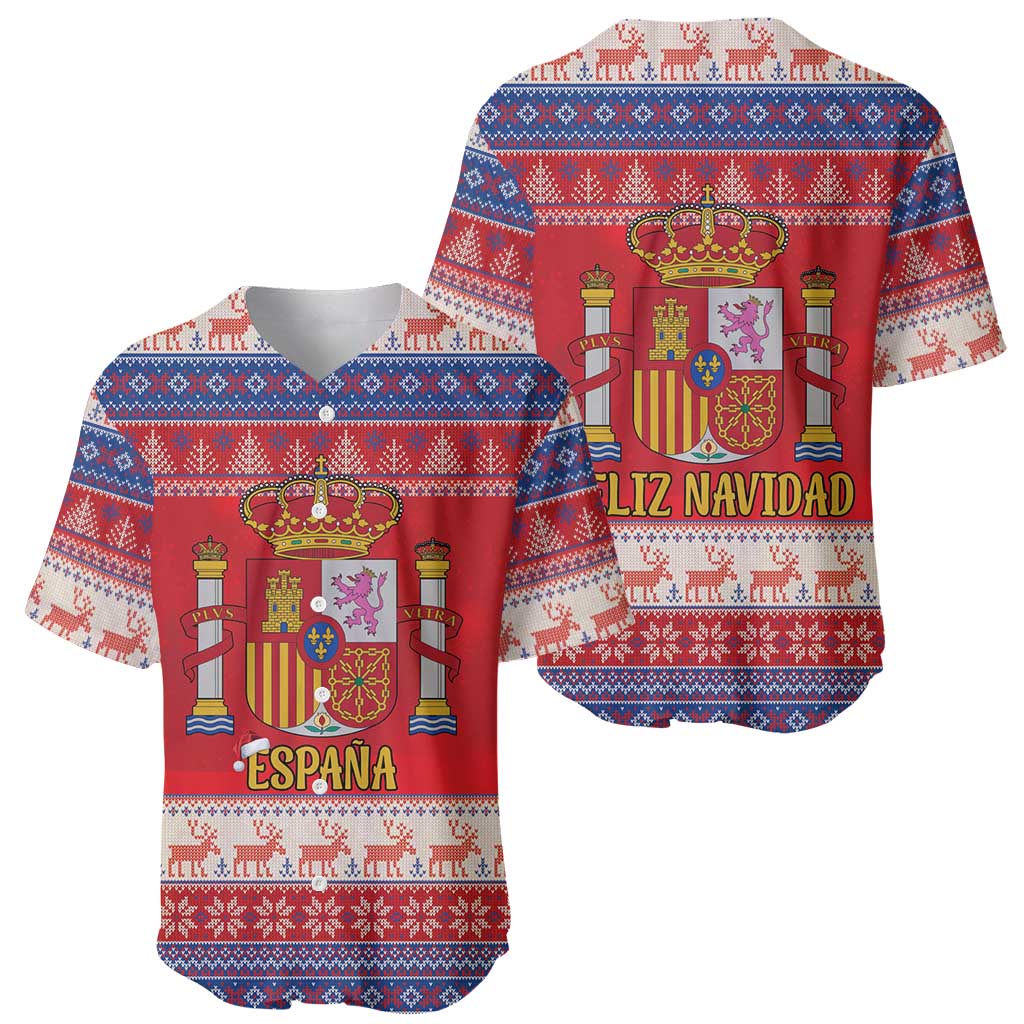 Spain Coat Of Arms Christmas Baseball Jersey Feliz Navidad - Wonder Print Shop
