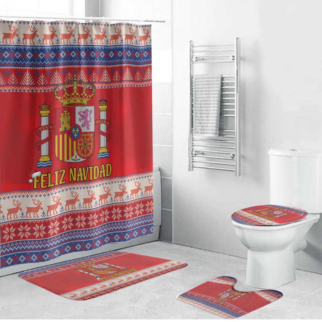 Spain Coat Of Arms Christmas Bathroom Set Feliz Navidad - Wonder Print Shop