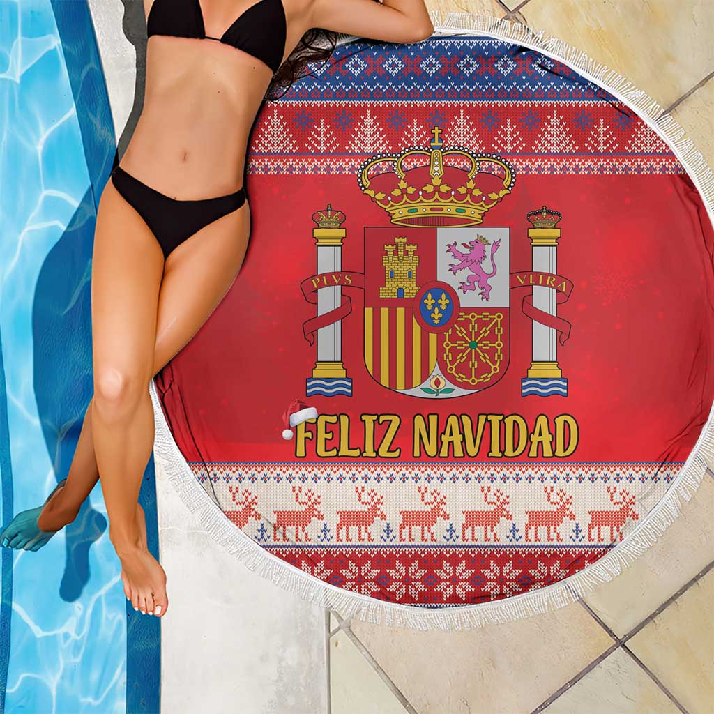 Spain Coat Of Arms Christmas Beach Blanket Feliz Navidad - Wonder Print Shop