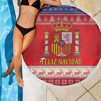 Spain Coat Of Arms Christmas Beach Blanket Feliz Navidad - Wonder Print Shop