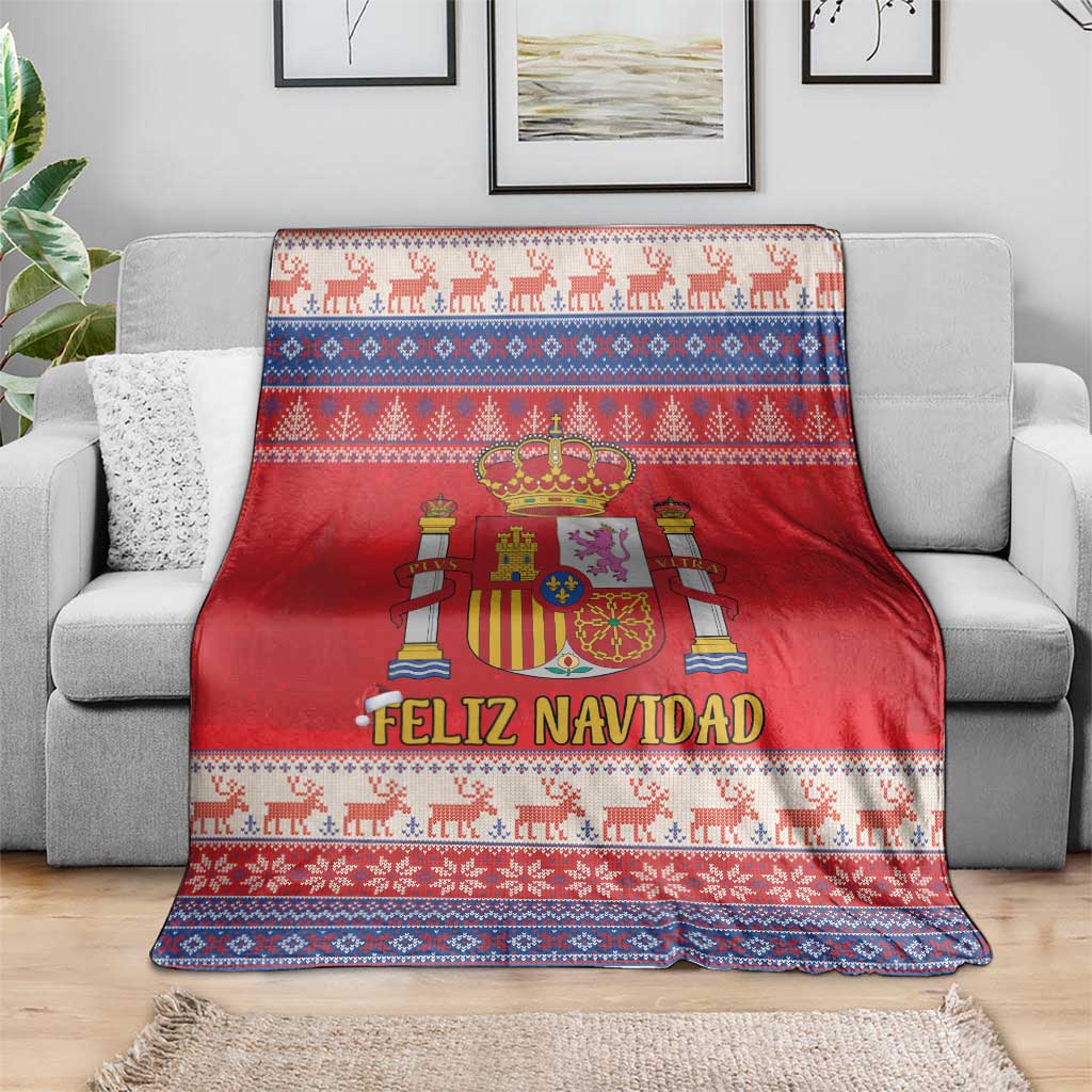 Spain Coat Of Arms Christmas Blanket Feliz Navidad - Wonder Print Shop