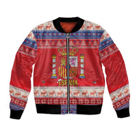 Spain Coat Of Arms Christmas Bomber Jacket Feliz Navidad - Wonder Print Shop