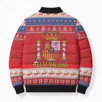 Spain Coat Of Arms Christmas Bomber Puffer Jacket Feliz Navidad - Wonder Print Shop