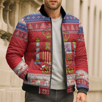 Spain Coat Of Arms Christmas Bomber Puffer Jacket Feliz Navidad - Wonder Print Shop