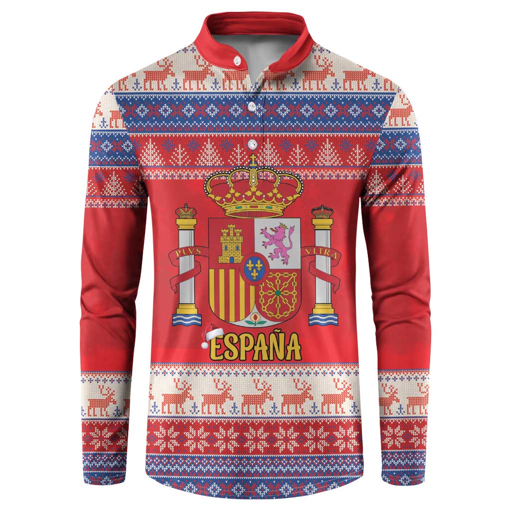 Spain Coat Of Arms Christmas Button Sweatshirt Feliz Navidad - Wonder Print Shop