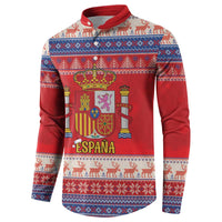 Spain Coat Of Arms Christmas Button Sweatshirt Feliz Navidad - Wonder Print Shop