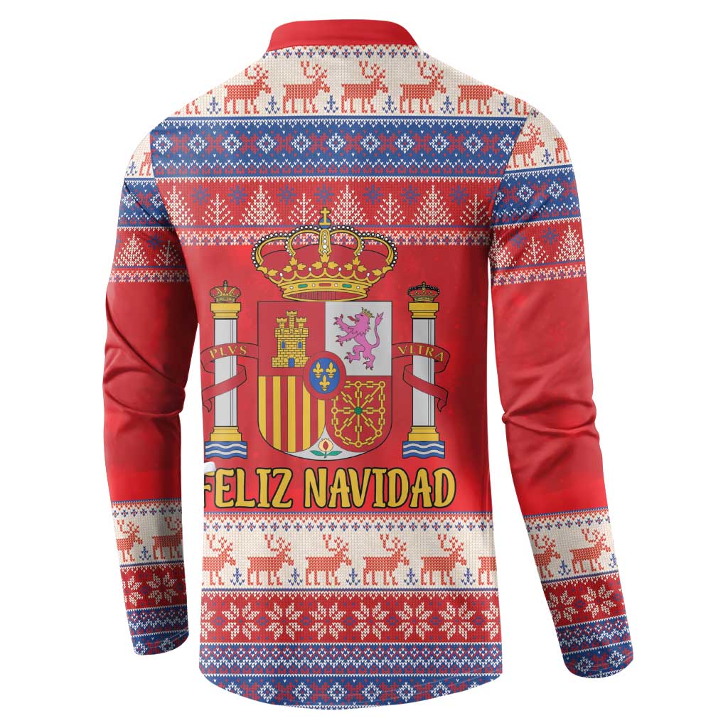 Spain Coat Of Arms Christmas Button Sweatshirt Feliz Navidad - Wonder Print Shop