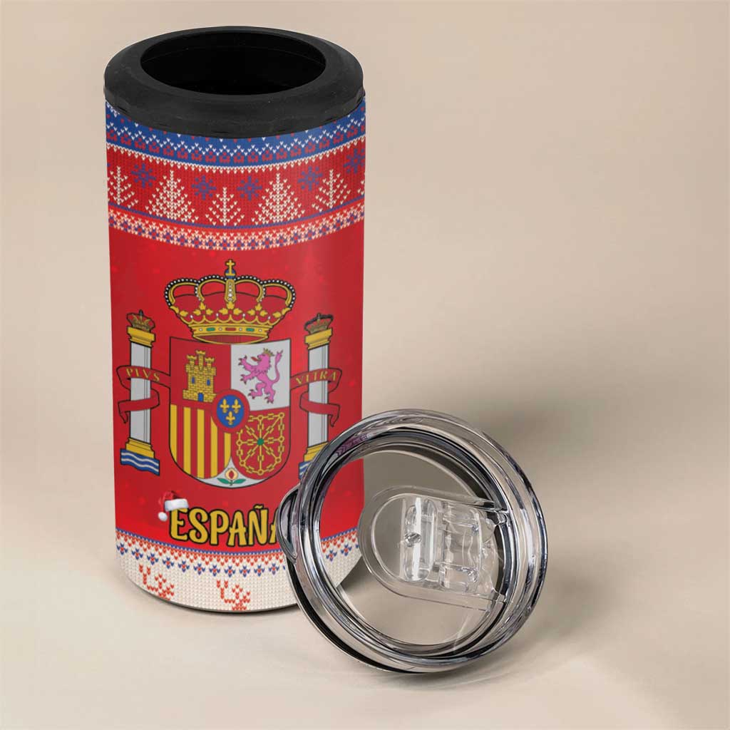Spain Coat Of Arms Christmas 4 in 1 Can Cooler Tumbler Feliz Navidad - Wonder Print Shop