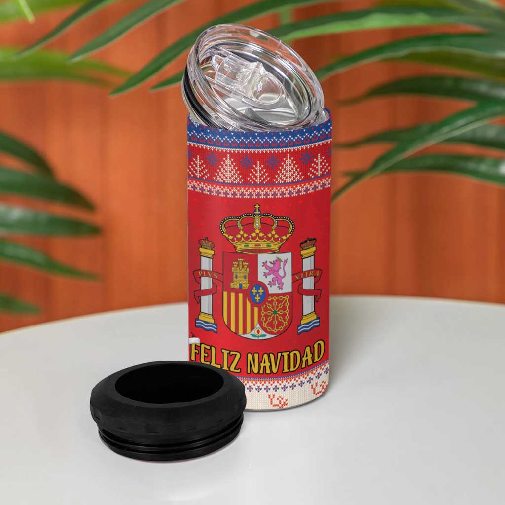 Spain Coat Of Arms Christmas 4 in 1 Can Cooler Tumbler Feliz Navidad - Wonder Print Shop