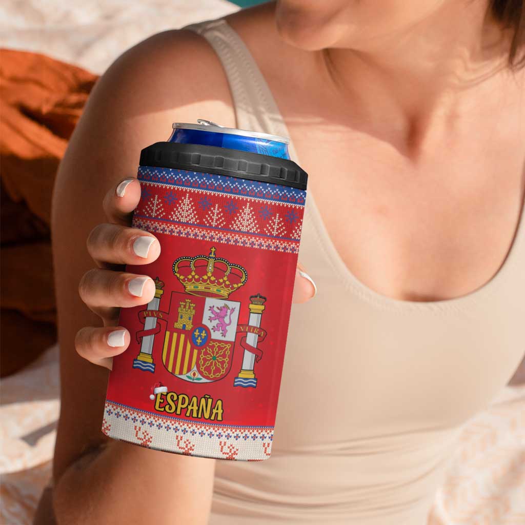 Spain Coat Of Arms Christmas 4 in 1 Can Cooler Tumbler Feliz Navidad - Wonder Print Shop