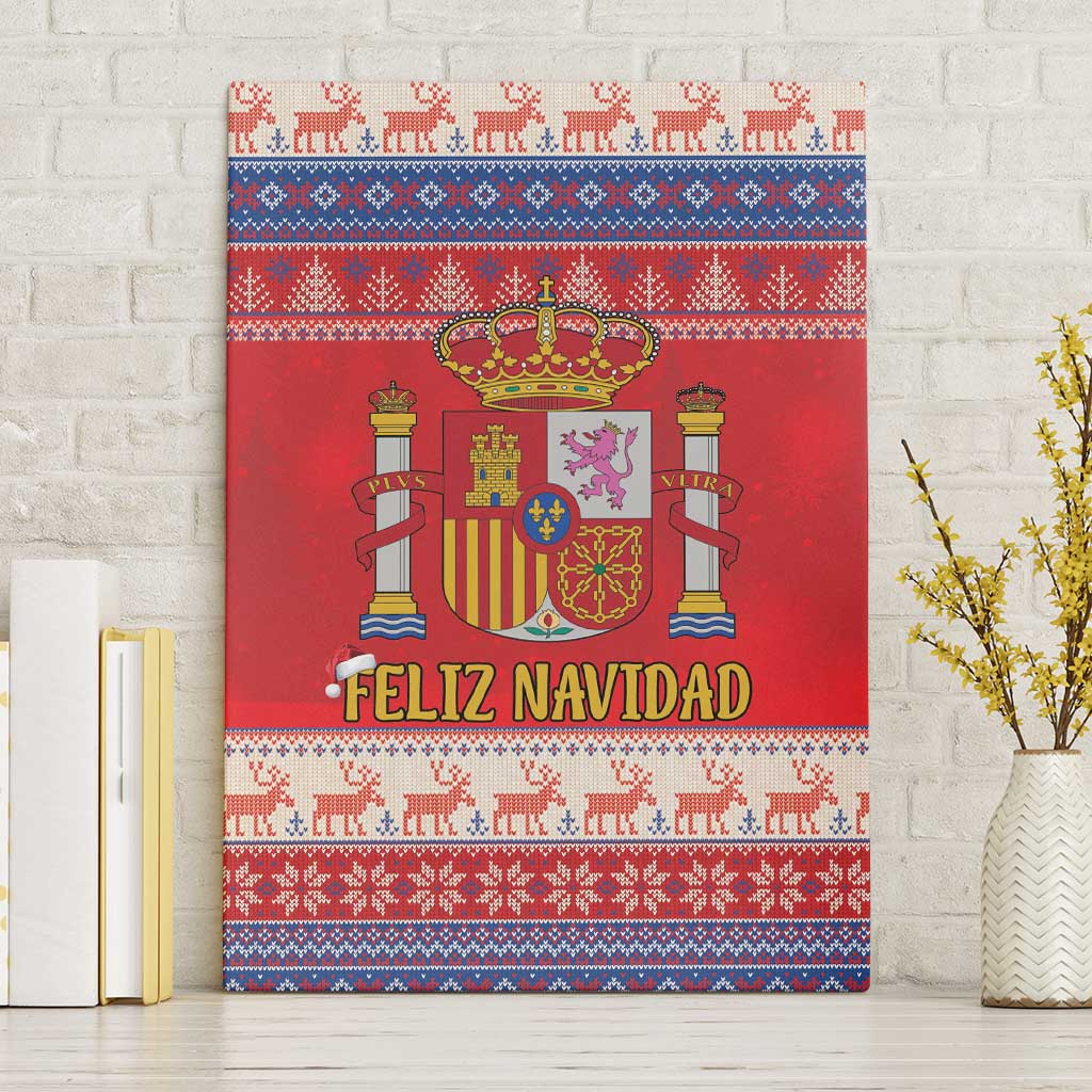 Spain Coat Of Arms Christmas Canvas Wall Art Feliz Navidad - Wonder Print Shop