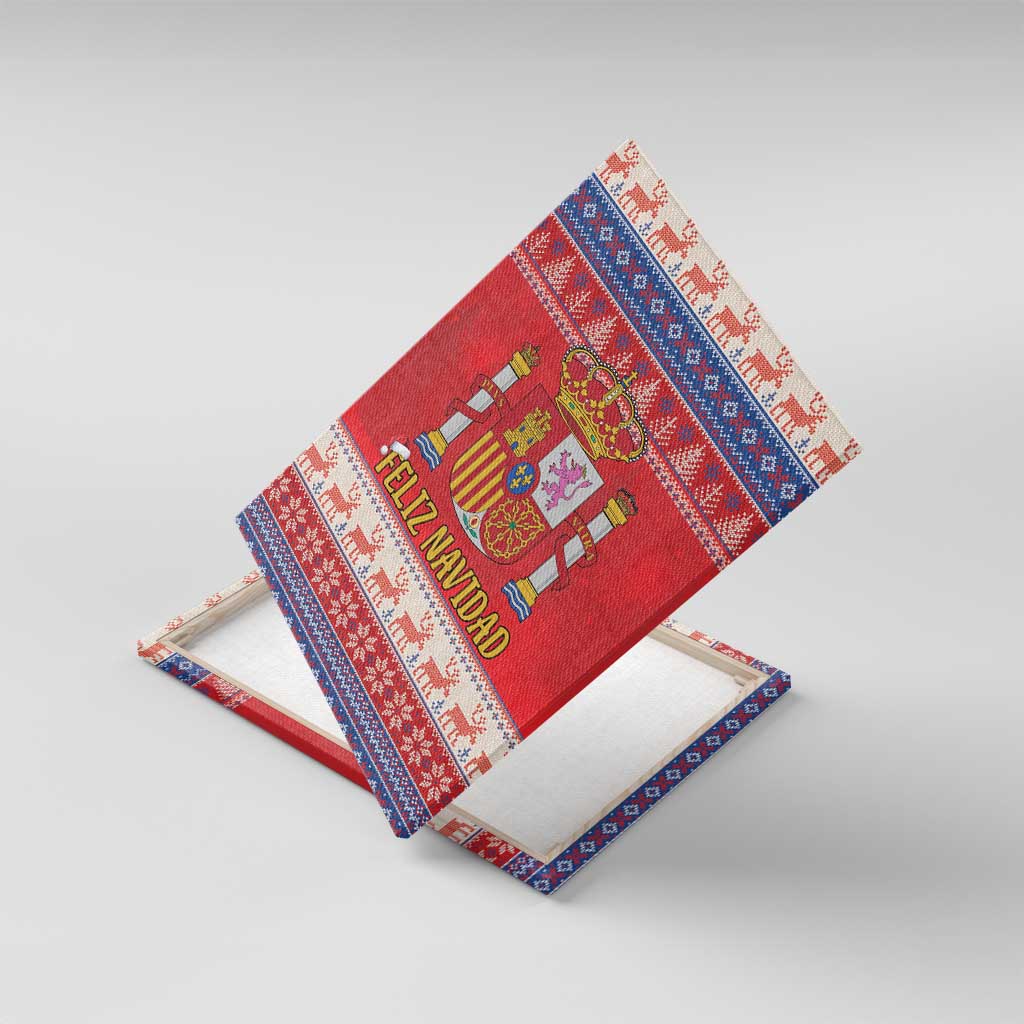 Spain Coat Of Arms Christmas Canvas Wall Art Feliz Navidad - Wonder Print Shop