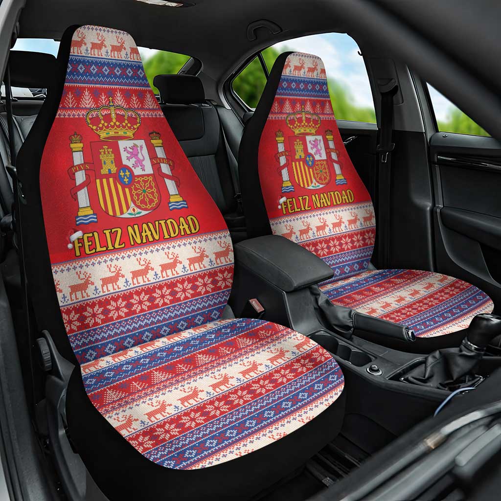 Spain Coat Of Arms Christmas Car Seat Cover Feliz Navidad - Wonder Print Shop