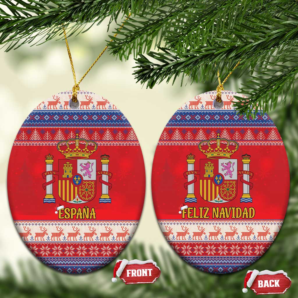 Spain Coat Of Arms Christmas Ceramic Ornament Feliz Navidad - Wonder Print Shop