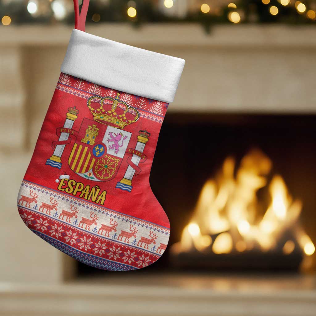 Spain Coat Of Arms Christmas Stocking Feliz Navidad - Wonder Print Shop