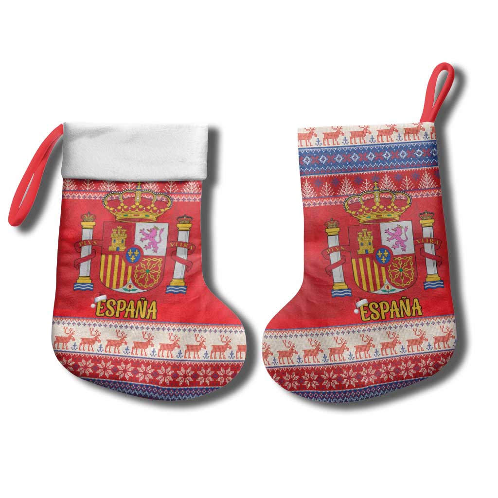 Spain Coat Of Arms Christmas Stocking Feliz Navidad - Wonder Print Shop