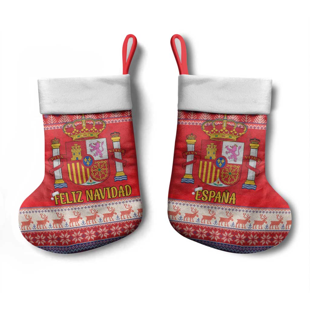 Spain Coat Of Arms Christmas Stocking Feliz Navidad - Wonder Print Shop
