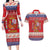 Spain Coat Of Arms Christmas Couples Matching Long Sleeve Bodycon Dress and Hawaiian Shirt Feliz Navidad - Wonder Print Shop
