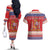 Spain Coat Of Arms Christmas Couples Matching Off The Shoulder Long Sleeve Dress and Hawaiian Shirt Feliz Navidad - Wonder Print Shop