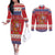 Spain Coat Of Arms Christmas Couples Matching Off The Shoulder Long Sleeve Dress and Long Sleeve Button Shirt Feliz Navidad - Wonder Print Shop