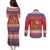 Spain Coat Of Arms Christmas Couples Matching Puletasi and Long Sleeve Button Shirt Feliz Navidad - Wonder Print Shop
