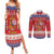 Spain Coat Of Arms Christmas Couples Matching Summer Maxi Dress and Long Sleeve Button Shirt Feliz Navidad - Wonder Print Shop