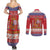 Spain Coat Of Arms Christmas Couples Matching Summer Maxi Dress and Long Sleeve Button Shirt Feliz Navidad - Wonder Print Shop