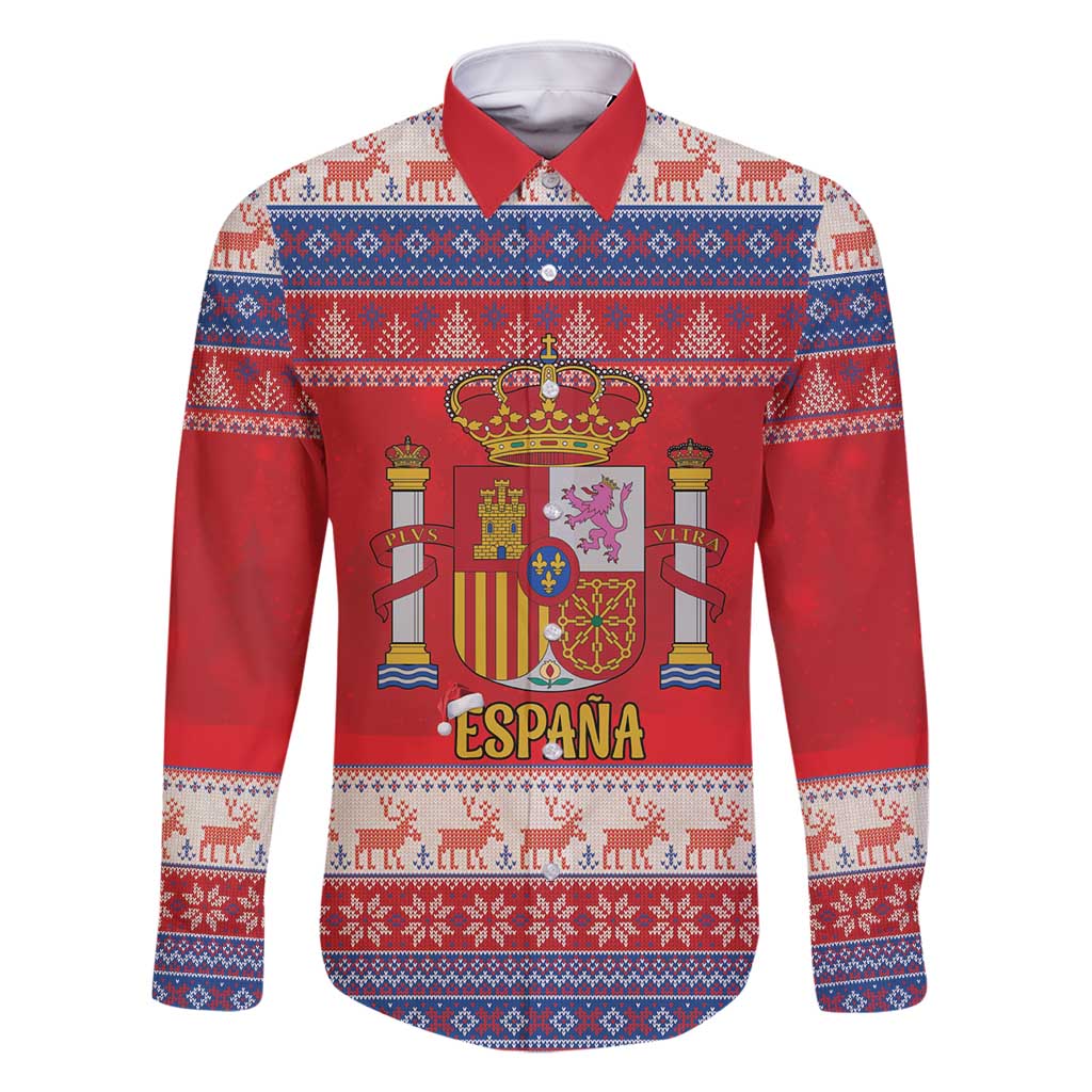 Spain Coat Of Arms Christmas Family Matching Long Sleeve Bodycon Dress and Hawaiian Shirt Feliz Navidad - Wonder Print Shop