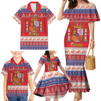 Spain Coat Of Arms Christmas Family Matching Mermaid Dress and Hawaiian Shirt Feliz Navidad - Wonder Print Shop