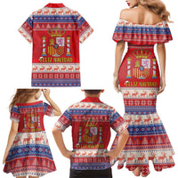 Spain Coat Of Arms Christmas Family Matching Mermaid Dress and Hawaiian Shirt Feliz Navidad - Wonder Print Shop