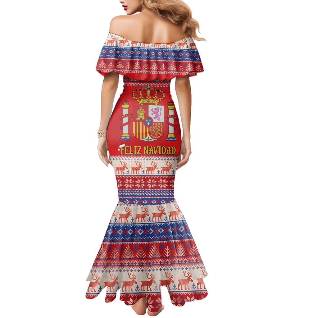 Spain Coat Of Arms Christmas Family Matching Mermaid Dress and Hawaiian Shirt Feliz Navidad - Wonder Print Shop