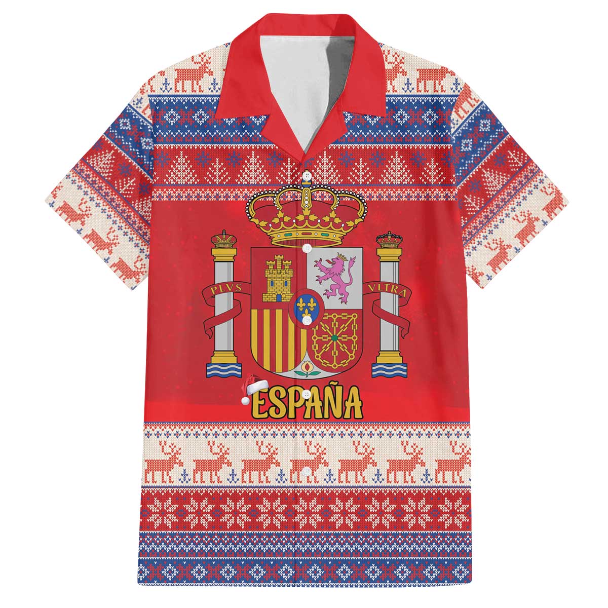 Spain Coat Of Arms Christmas Family Matching Off The Shoulder Long Sleeve Dress and Hawaiian Shirt Feliz Navidad - Wonder Print Shop