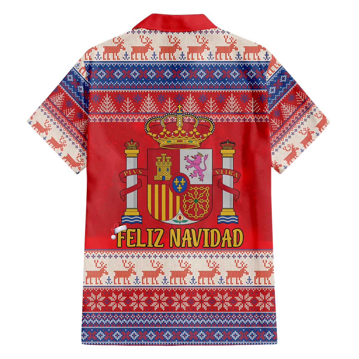 Spain Coat Of Arms Christmas Family Matching Off The Shoulder Long Sleeve Dress and Hawaiian Shirt Feliz Navidad - Wonder Print Shop