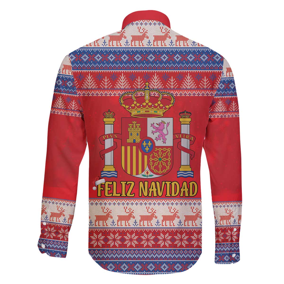 Spain Coat Of Arms Christmas Family Matching Off The Shoulder Long Sleeve Dress and Hawaiian Shirt Feliz Navidad - Wonder Print Shop