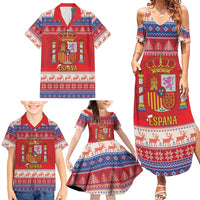Spain Coat Of Arms Christmas Family Matching Summer Maxi Dress and Hawaiian Shirt Feliz Navidad - Wonder Print Shop