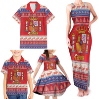 Spain Coat Of Arms Christmas Family Matching Tank Maxi Dress and Hawaiian Shirt Feliz Navidad - Wonder Print Shop