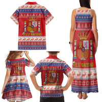 Spain Coat Of Arms Christmas Family Matching Tank Maxi Dress and Hawaiian Shirt Feliz Navidad - Wonder Print Shop